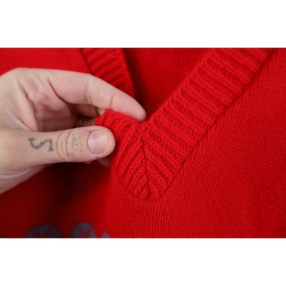Vtg 70s 80s Womens Large Knit Argyle Ohio State University V-Neck Sweater USA - Picture 7 of 13